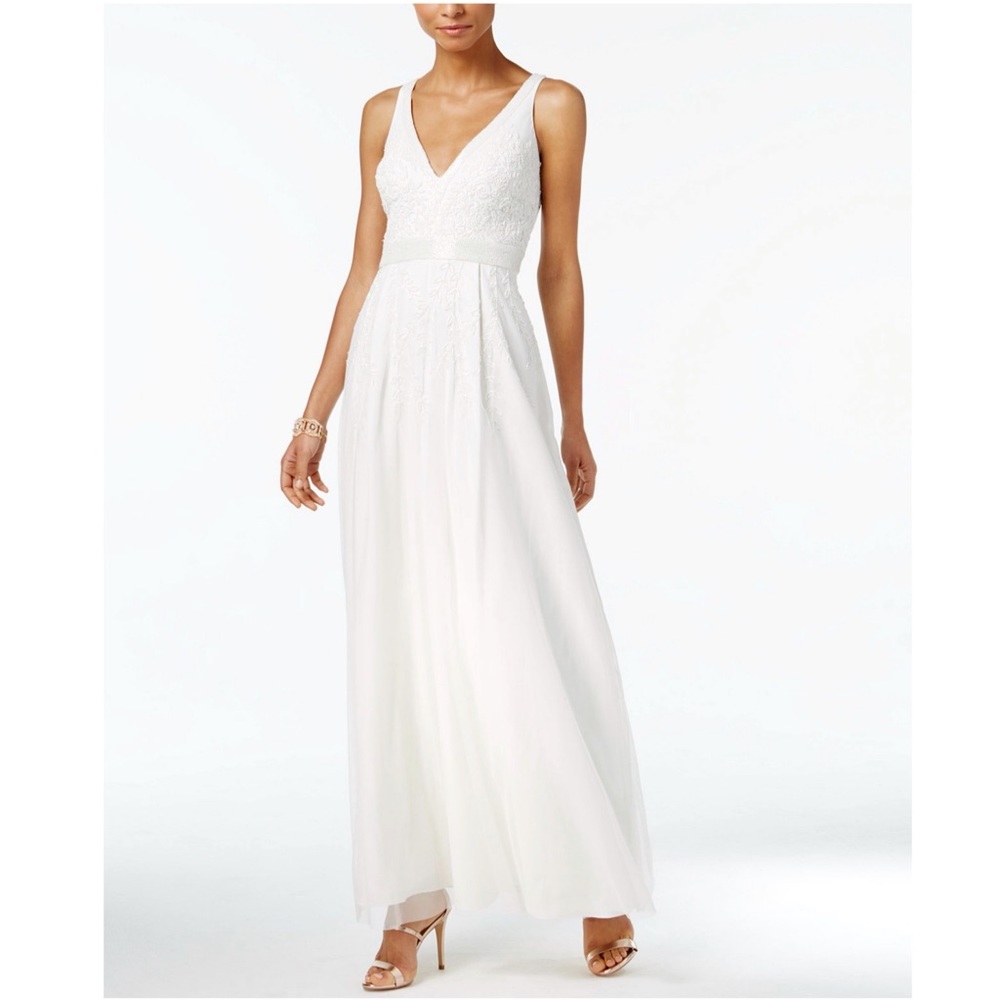 Adrianna Papell Beaded V-Neck Gown size 2
